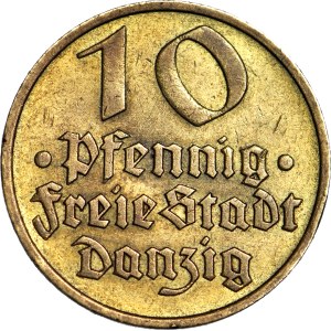 Freistadt Danzig, 10 Pfennig 1932, Kabeljau, Münzprägezeichen