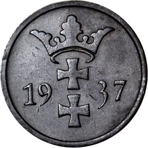 Wolne Miasto Gdańsk, 2 fenigi 1937, najrzadszy rocznik