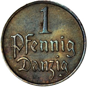 Free City of Gdańsk, 1 pfennig, 1929, the rarest year, in good condition