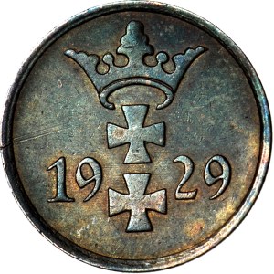 Free City of Gdańsk, 1 pfennig, 1929, the rarest year, in good condition