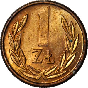 RR-, 1 zloty, 1989, single-sided impression of the reverse side in brass, made using the original dies