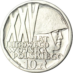 10 Złoty 1968 – 25 Jahre Volksarmee Polens, PROBE – auf der Vorderseite, NICKEL