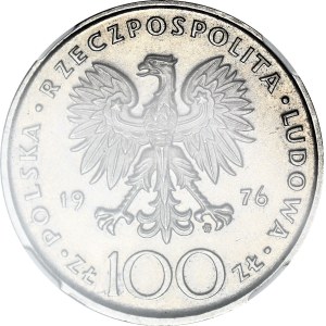 100 zlotych, 1976, Kazimierz Pułaski, profile, PROOF, NICKEL