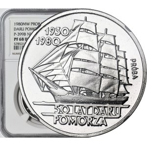 100 zlotych 1980, 50th Anniversary of the Dar Pomorza, UNC, NICKEL