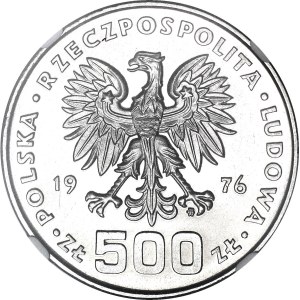 500 zlotych, 1976, nickel, Kazimierz Pułaski – profile, gold proof, nickel