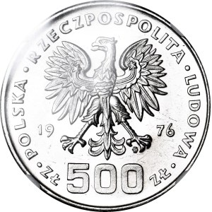 500 zlotys, 1976, Kazimierz Pułaski, de face, ÉPREUVE, NICKEL