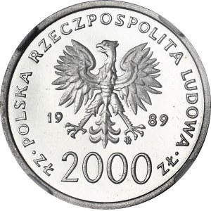 2,000 zlotys, 1989, John Paul II, Checkered Pattern, Gold Proof, Nickel