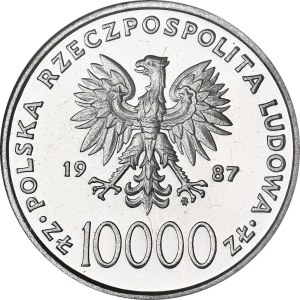 10,000 zlotys, 1987, John Paul II, Pastoral, the largest coin in the set, NICKEL PROOF