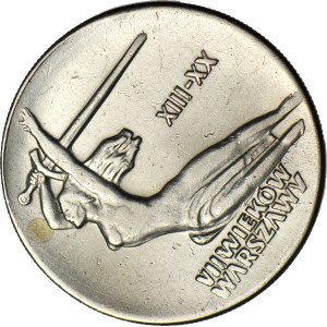 RR-, 10 zlotych, 1965, Seven Centuries of Warsaw, DESTRUKT, twisted approximately 320 degrees