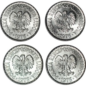 1 zlotý z roku 1976, mincovna, sada 4 ks.
