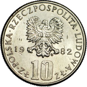 RR-, 10 zlotych, 1982, DESTRUKT, unshaven Prus