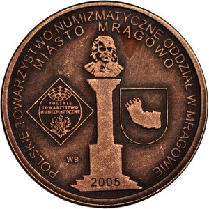 2005 Medal, Krzysztof Celestyn Mrongowiusz, 150th anniversary of his death, Warsaw Mint, patinated bronze, rare