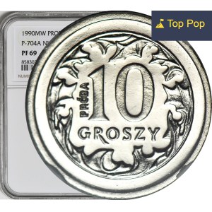 10 groszy, 1990, excellent condition, proof, nickel