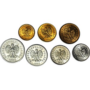 Year 1992, set of circulation coins, mint-struck, 7 pieces