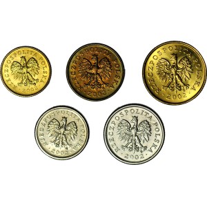 2002 series, set of circulation coins, mint-quality, 5 coins