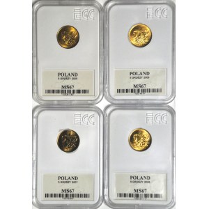 5 groszy 2005, 2007, 2008, 2009, conio speciale, set da 4 pezzi