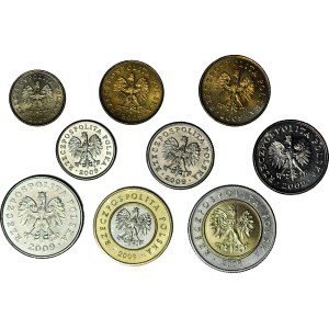 Anno 2009, set di monete circolanti, coniate, 9 pezzi