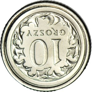 R-, 10 groszy 2001, mint proof, 180-degree reverse