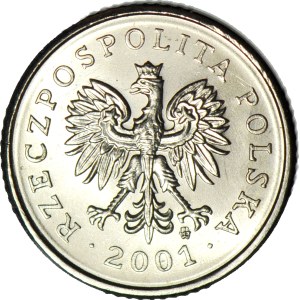 R-, 10 groszy 2001, mint proof, 180-degree reverse