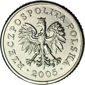 R-, 10 Groszy 2005, menniczy destrukt, ODWROTKA 180 stopni