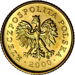 R-, 1 grosz, 2000 mint proof, 180-degree reverse