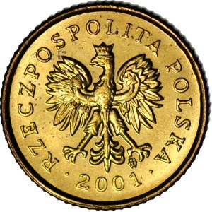 R-, 1 grosz 2001 mint proof, 180-degree reverse