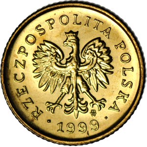 RR-, 1 grosz 1999 mint proof, 180-degree reverse