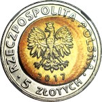 RR-, 5 zlotych 2017, Central Industrial Region, DESTRUKT – spilt core on the obverse