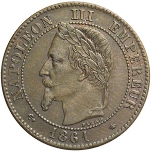 Francja, Napoleon III, 2 centimes 1861 A, Paryż, mennicze
