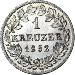 Germany, Württemberg, William I, 1 kreuzer, 1862, Stuttgart