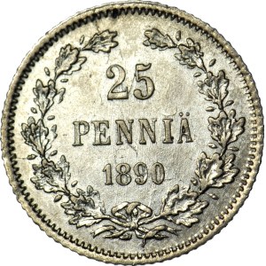 Finland / Russia, Alexander III, 25 pennies 1890 L, mint