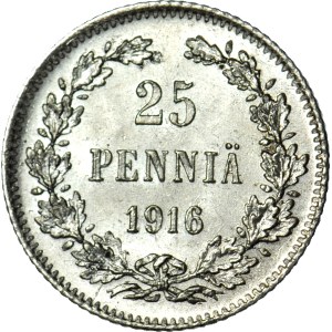 Finland / Russia, Nicholas II, 25 pennies 1916 S, mint condition