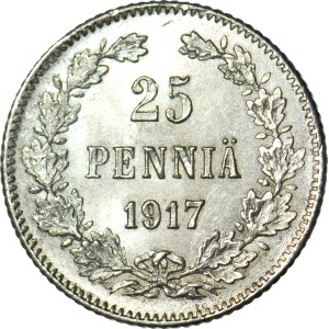 Finland / Russia, Nicholas II, 25 pennies 1917 S, mint