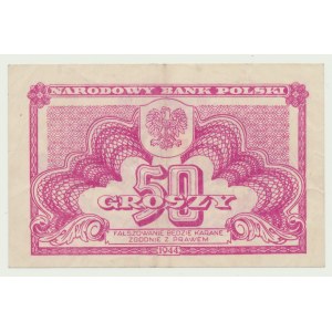 50 grošov z roku 1944, raz zlomená vo vertikálnom smere