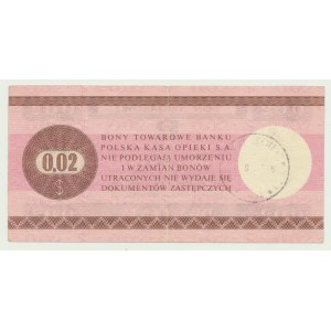 Tovarový poukaz Pewex, 2 centy, 1979, séria HO