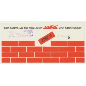 Solidarity, 2,000 zlotys, 1989, Union of Citizens' Committees of the Katowice Province, No. 001625, very rare