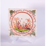 Królewska wytwórnia porcelany w Miśni, Dwie flizy ze scenami chińskimi w typie dekoracji miśnieńskiej Herolda wym. chińskie scenki rodzajowe z przedstawieniem ceremonii picia herbaty,