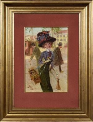 Leonard BARSKI (1871-?), Dama w drodze z zakupów, 1911