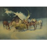 Jan GĄSIENICA-SZOSTAK (1895-1943), Odpoczynek górali przed szałasem, 1934