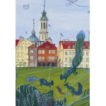 Edward Dwurnik (1943 Radzymin - 2018 Warszawa), Oswojone kuny na starówce, 2003