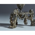 Pair of candlesticks. Niccolò Roccatagliata (1560 - 1636) School of. 16th-17th century. Bronze, black patina.