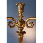 Pair of Empire candlesticks. Gilded bronze. First half of the 19th century. Slight chipping on the marble base.