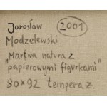 Jarosław Modzelewski (ur. 1955, Warszawa), Martwa natura z papierowymi figurkami, 2001