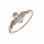 Art Deco diamond ring in yellow gold with 0.31 ct of diamonds