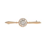 Yellow gold diamond brooch with 0.94 ct of diamonds - certified