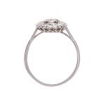 Art Deco diamond ring in white gold with exceptionally white diamonds totaling 0.87 ct—certified