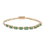 Gold bracelet with natural emeralds (2.00 ct) and diamonds - certified