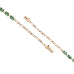 Gold bracelet with natural emeralds (2.00 ct) and diamonds - certified