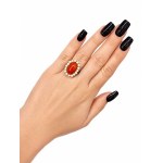 Gold ring with natural coral and natural pearls