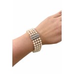 Three-row Akoya sea pearl bracelet with rare white diamonds totaling 0.11 ct—certified